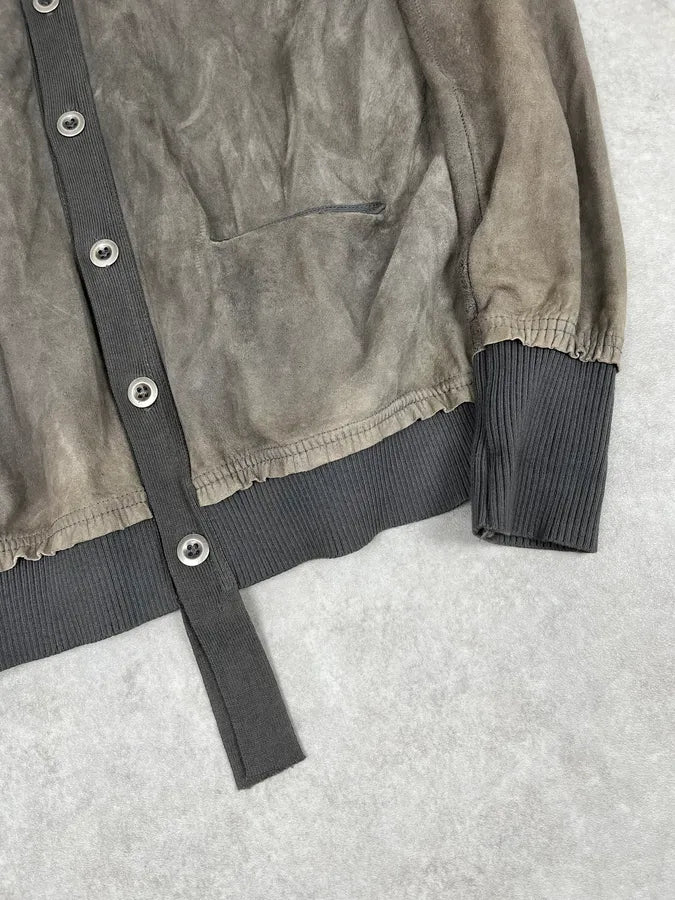 Isaac Sellam Experience Taupe Suede Contrast Ribbed Trim Cardigan tnSqNqu 8