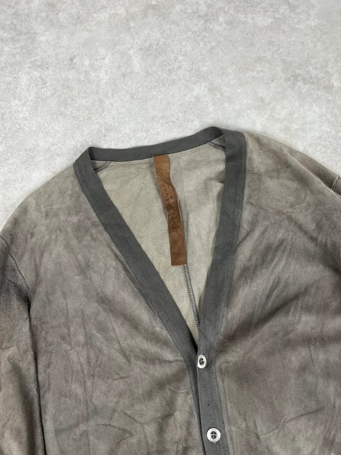 Isaac Sellam Experience Taupe Suede Contrast Ribbed Trim Cardigan tnSqNqu 3
