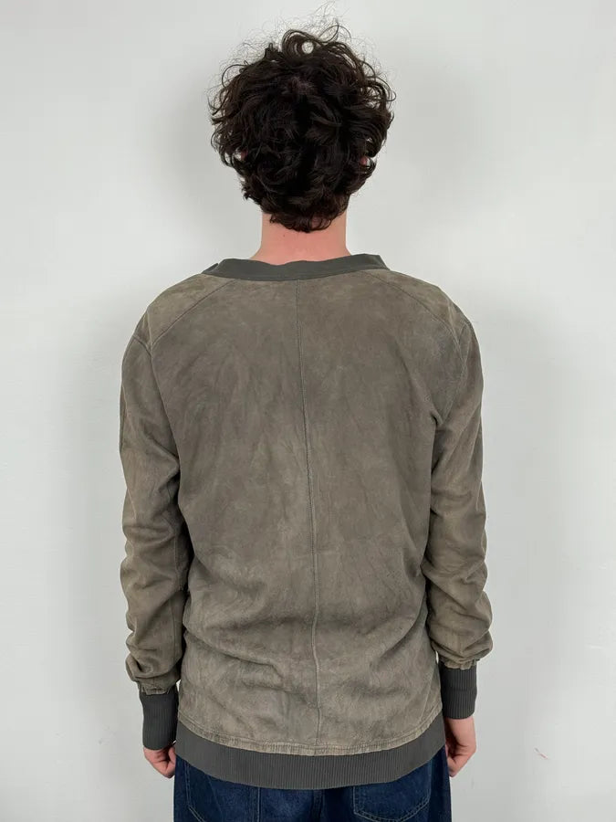 Isaac Sellam Experience Taupe Suede Contrast Ribbed Trim Cardigan tnSqNqu 2