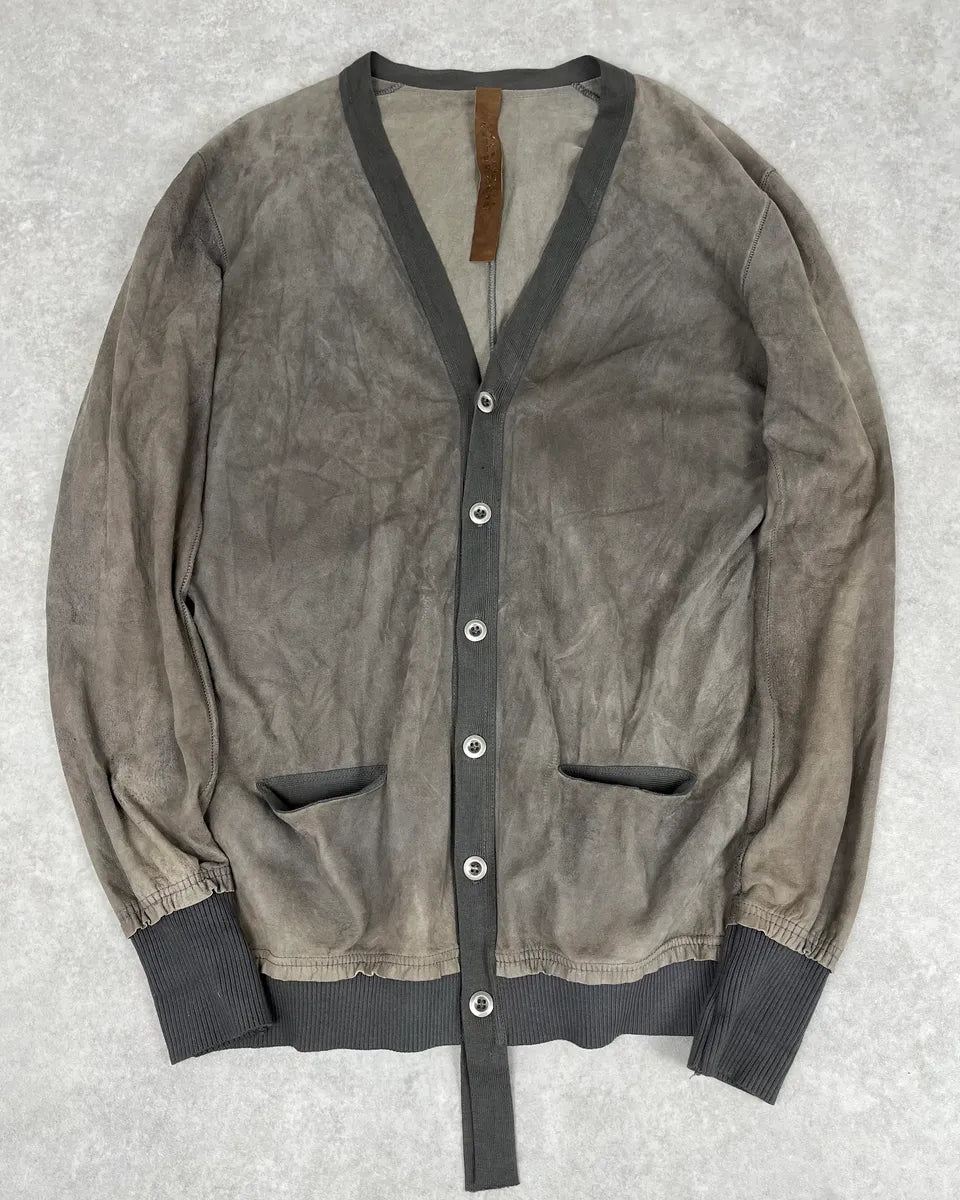 Isaac Sellam Experience Taupe Suede Contrast Ribbed Trim Cardigan tnSqNqu 0