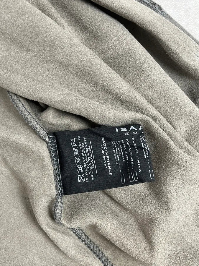 Isaac Sellam Experience Taupe Suede Contrast Ribbed Trim Cardigan tnSqNqu 11
