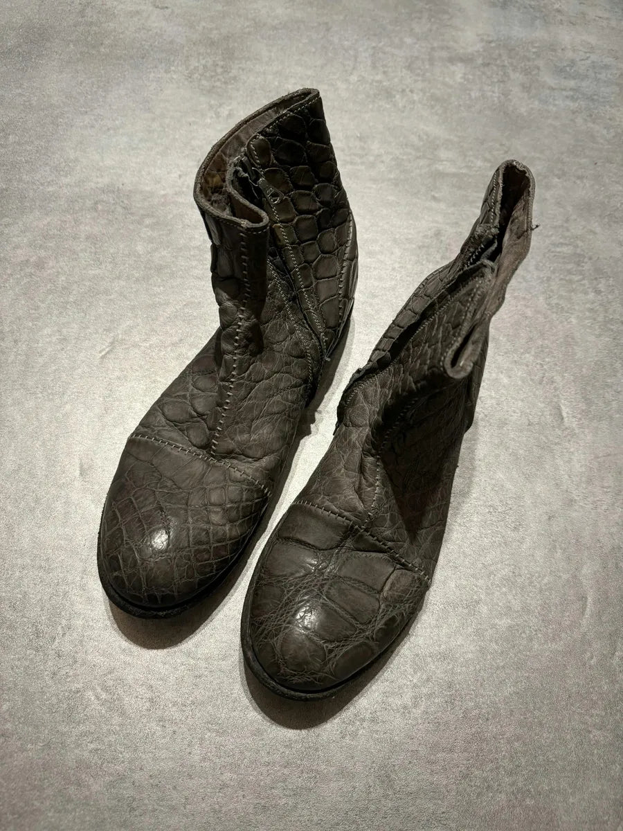 Isaac Sellam Grey Crocodile Cocco Peltro Artisanal Boots (40eu/us7) 9