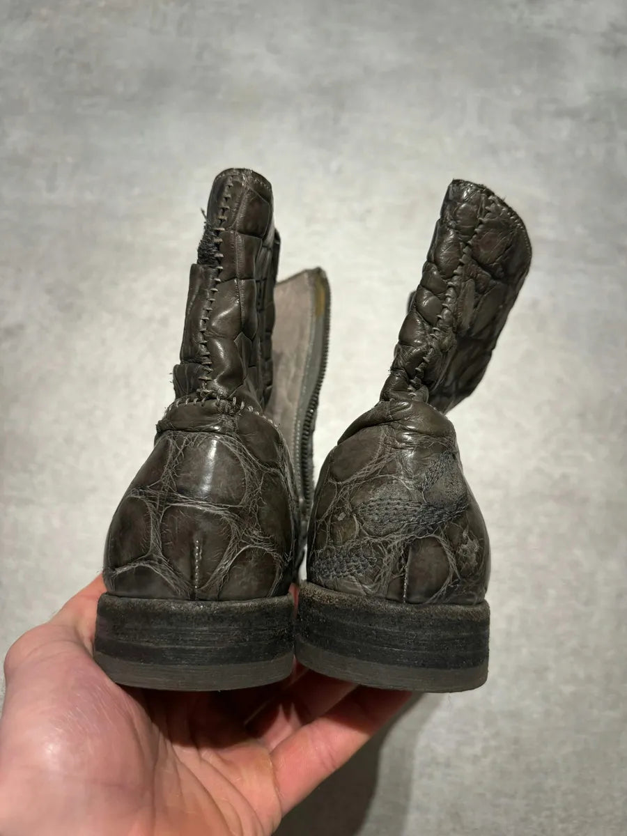 Isaac Sellam Grey Crocodile Cocco Peltro Artisanal Boots (40eu/us7) 2