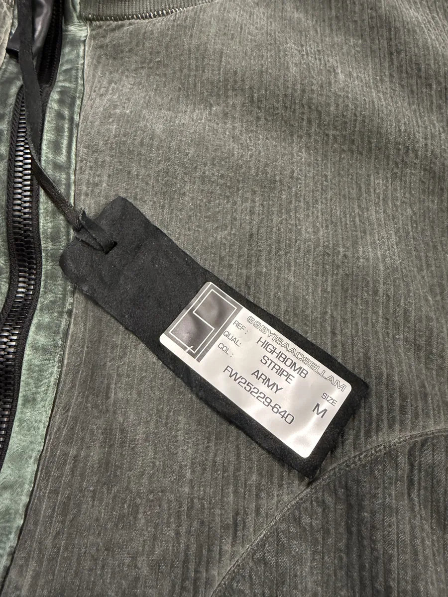 Isaac Sellam Highbomb Green Striped Army Bomber Jacket ifdhUhF 9