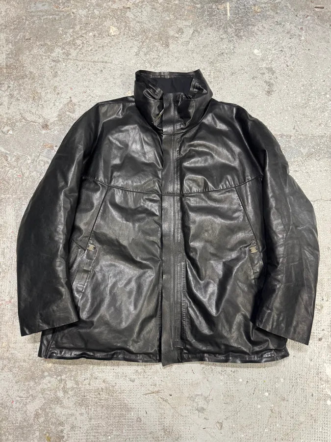 Isaac Sellam Metal Backstone Avant-Garde Black Leather Jacket igorqdn 1