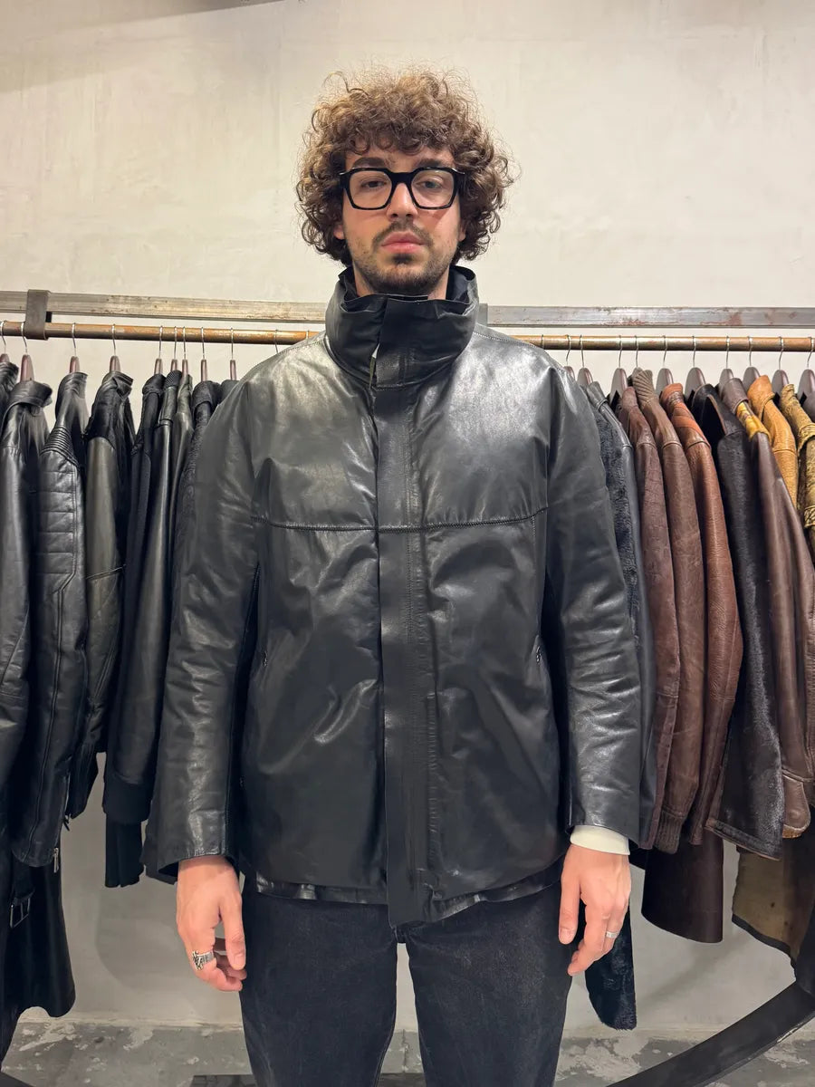 Isaac Sellam Metal Backstone Avant-Garde Black Leather Jacket igorqdn 2