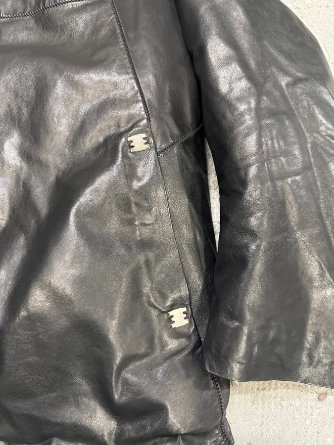 Isaac Sellam Metal Backstone Avant-Garde Black Leather Jacket igorqdn 7