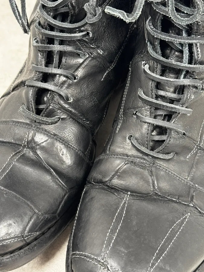Isaac Sellam Premiata Black Crocodile Leather Combat Boots cWQkeFZ 5