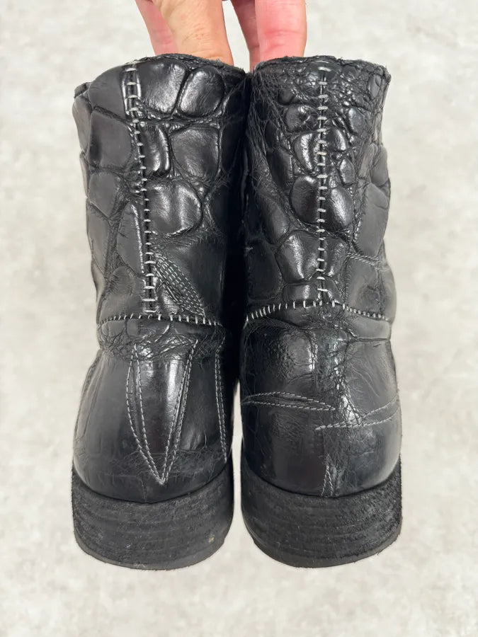 Isaac Sellam Premiata Black Crocodile Leather Combat Boots cWQkeFZ 7