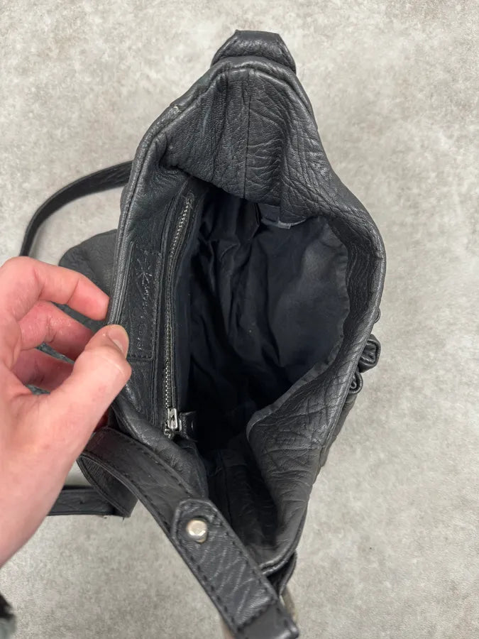 Isabel Marant Black Crinkled Leather Crossbody Bag WjimEMZ 10