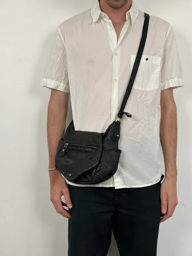 Isabel Marant Black Crinkled Leather Crossbody Bag WjimEMZ 1