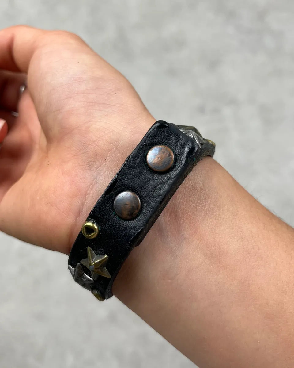 Isabel Marant Black Leather Star-Studded Bracelet bDMpyCz 3