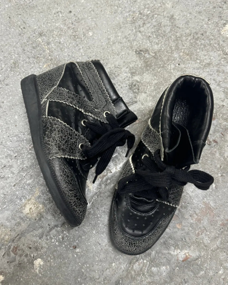 Isabel Marant Bobby Black & Grey Cracked Leather Shoes (38eu/us5.5) 1