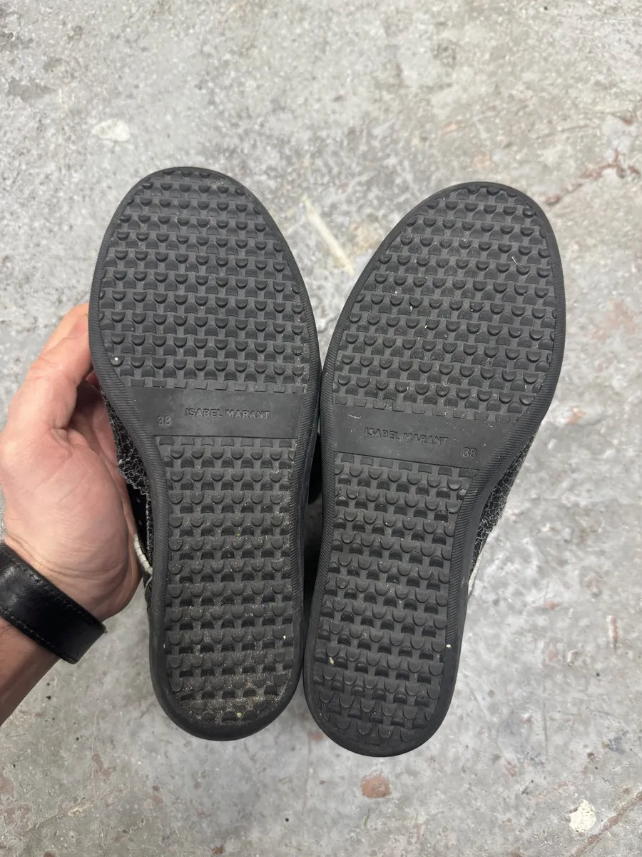 Isabel Marant Bobby Black & Grey Cracked Leather Shoes (38eu/us5.5) 3