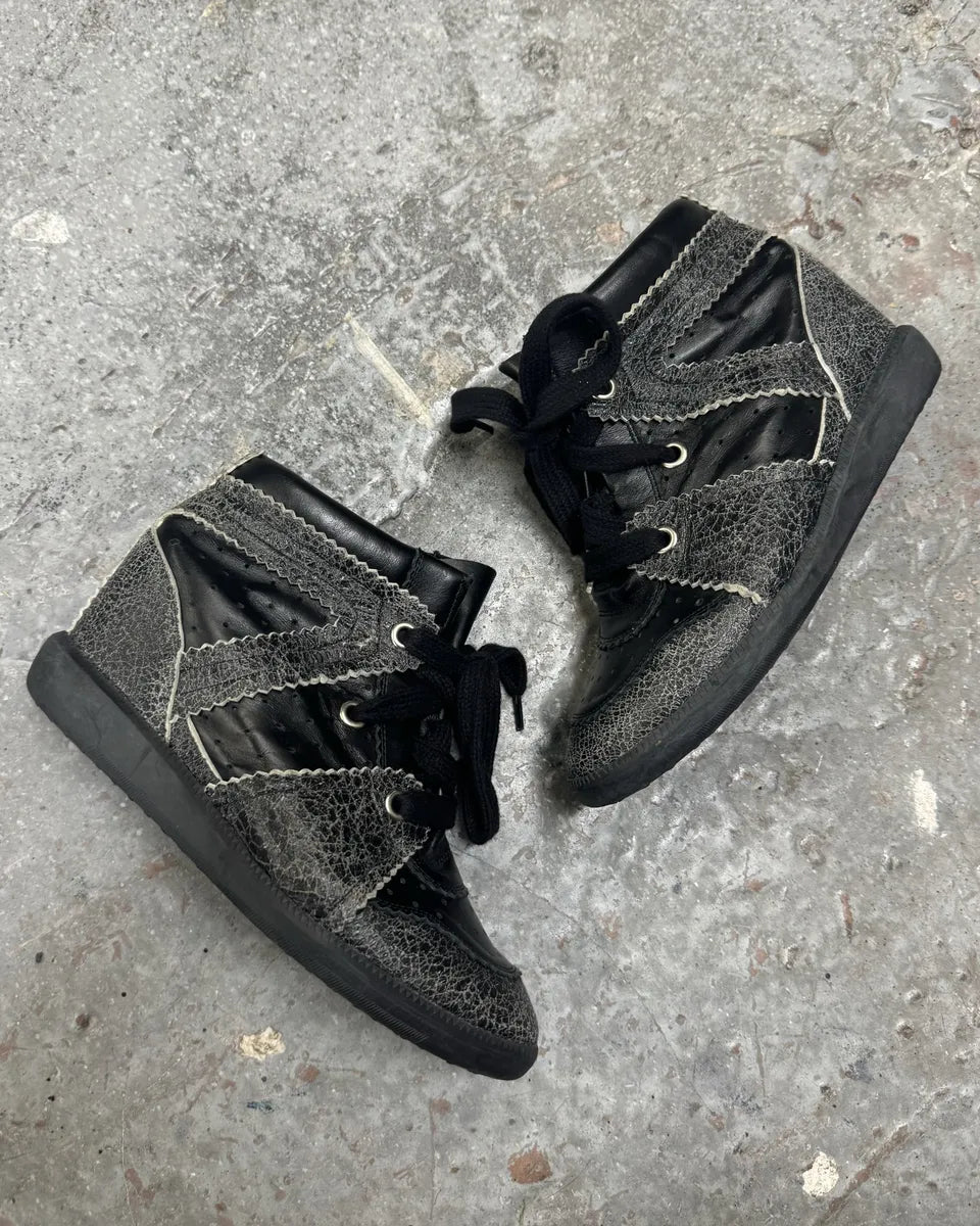 Isabel Marant Bobby Black & Grey Cracked Leather Shoes (38eu/us5.5) 4