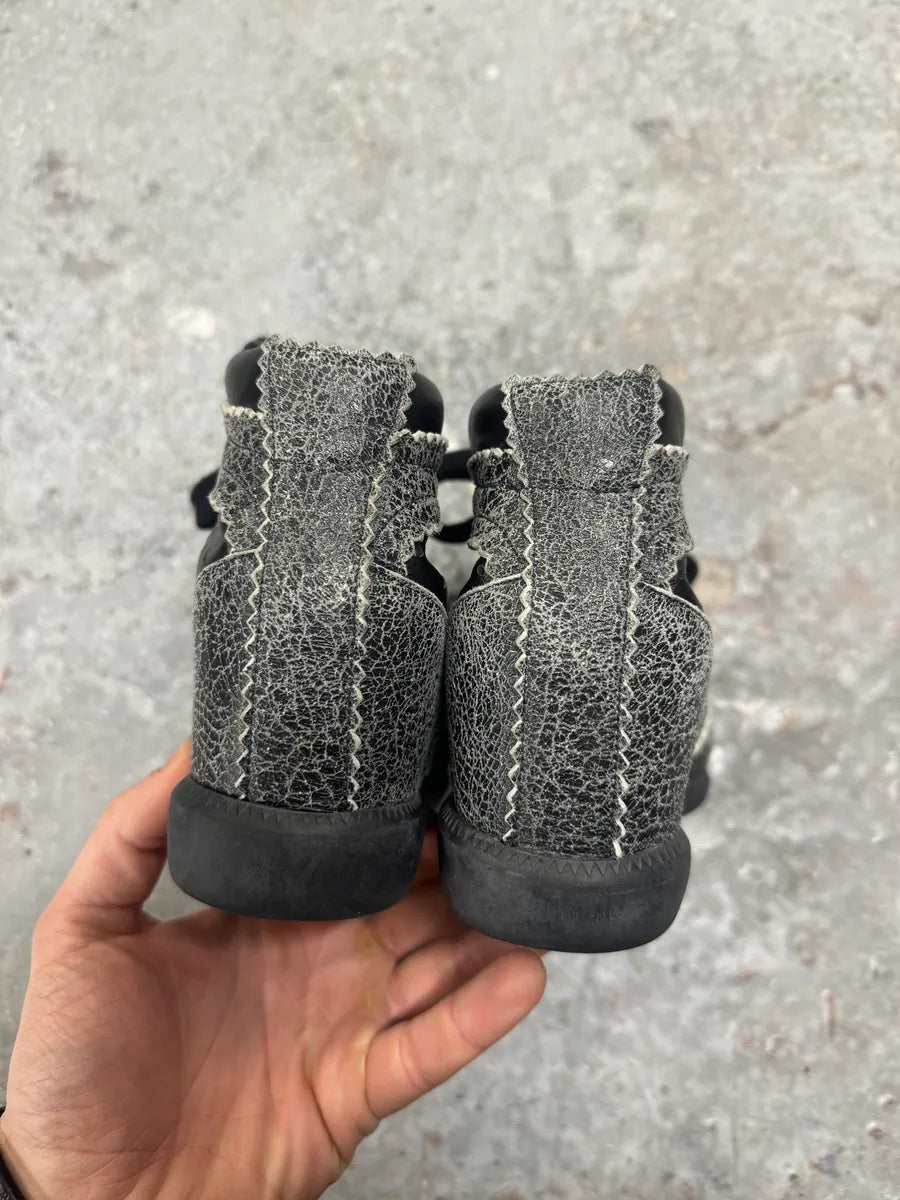 Isabel Marant Bobby Black & Grey Cracked Leather Shoes (38eu/us5.5) 5