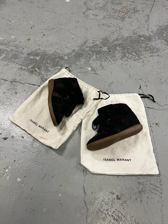 Isabel Marant Bobby Pony Hair Brown & Black Zebra Heels Shoes TgwQYNg 1