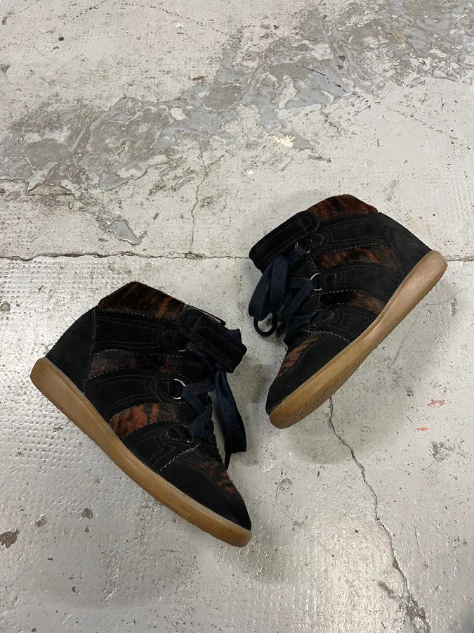 Isabel Marant Bobby Pony Hair Brown & Black Zebra Heels Shoes TgwQYNg 2