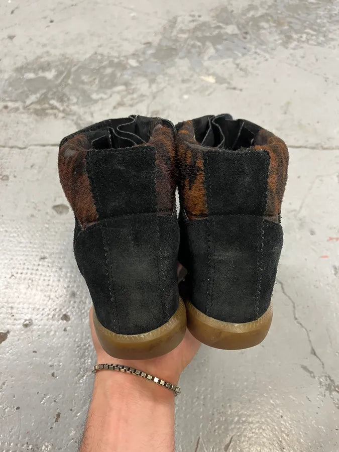 Isabel Marant Bobby Pony Hair Brown & Black Zebra Heels Shoes TgwQYNg 4