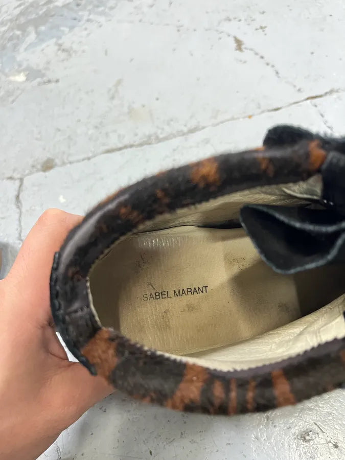 Isabel Marant Bobby Pony Hair Brown & Black Zebra Heels Shoes TgwQYNg 6