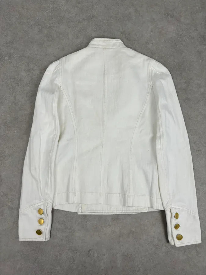 Isabel Marant Étoile Cream White Officer Napoleon Denim Jacket  HaTGAEb 5