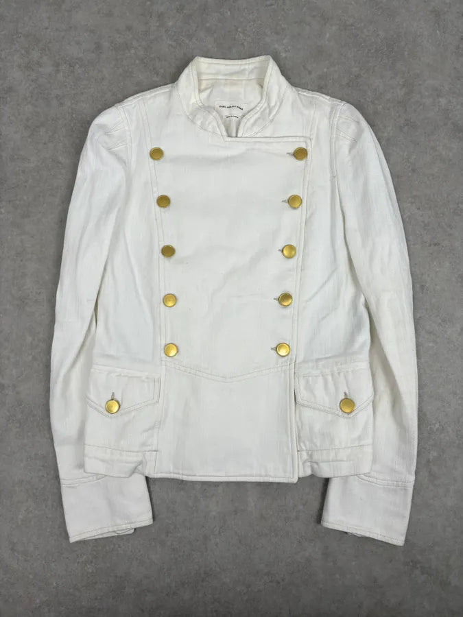 Isabel Marant Étoile Cream White Officer Napoleon Denim Jacket  HaTGAEb 0