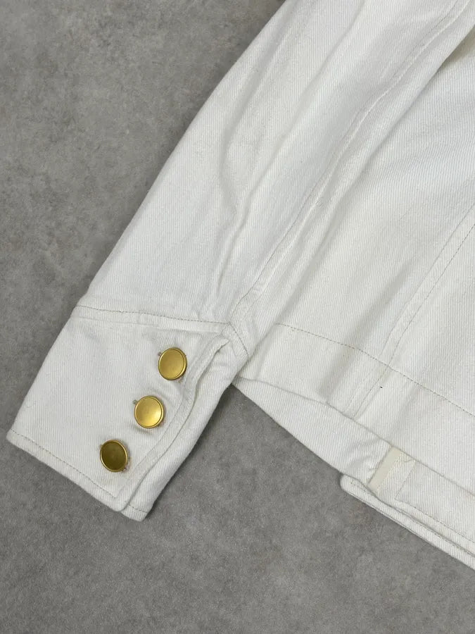 Isabel Marant Étoile Cream White Officer Napoleon Denim Jacket  HaTGAEb 8
