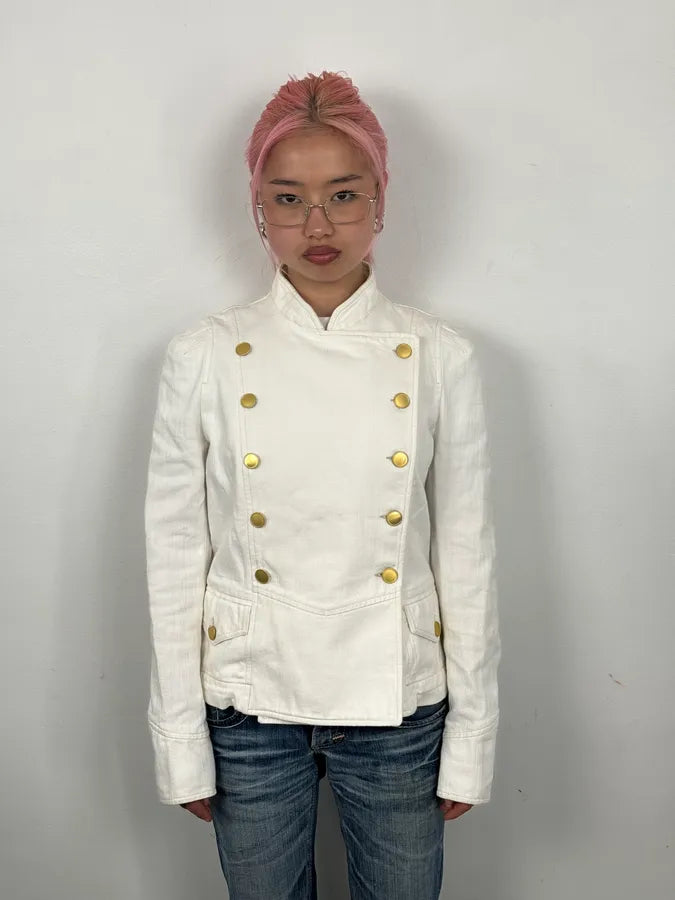 Isabel Marant Étoile Cream White Officer Napoleon Denim Jacket  HaTGAEb 1