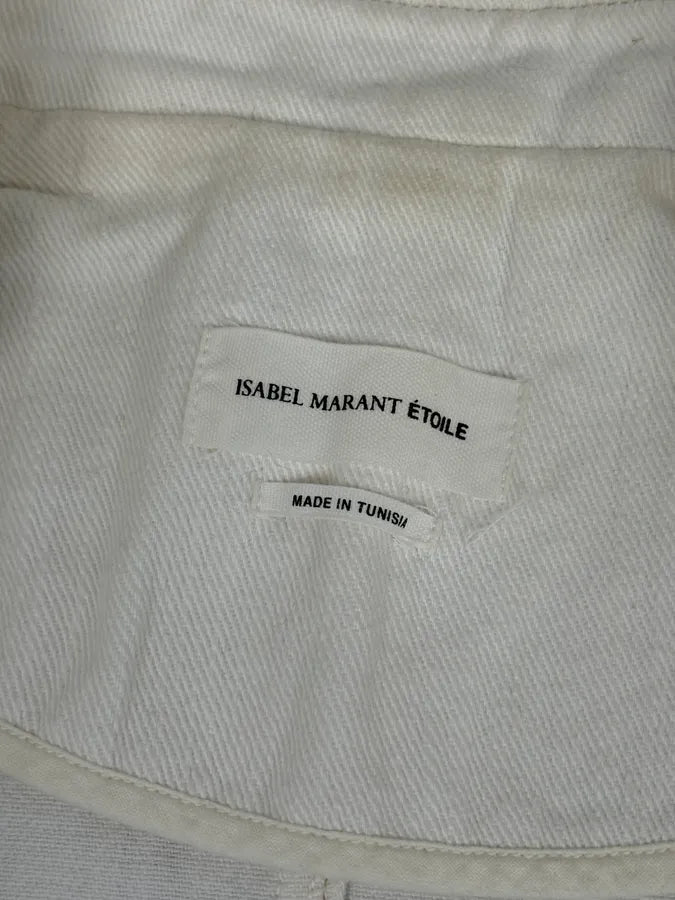 Isabel Marant Étoile Cream White Officer Napoleon Denim Jacket  HaTGAEb 9