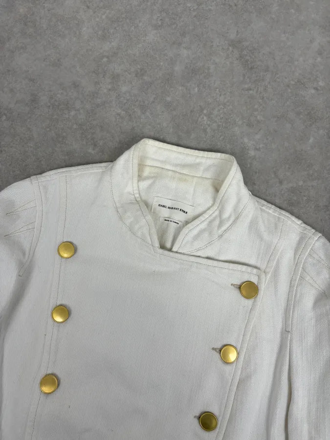 Isabel Marant Étoile Cream White Officer Napoleon Denim Jacket  HaTGAEb 3
