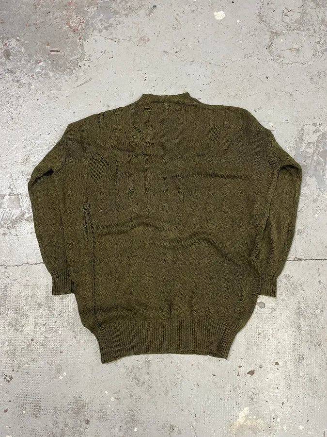 Isabel Marrant Distressed Khaki Wool Sweater IvJpnRa 5