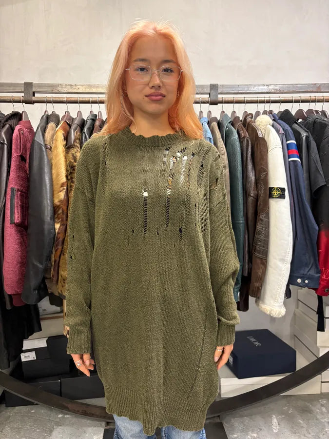 Isabel Marrant Distressed Khaki Wool Sweater IvJpnRa 1