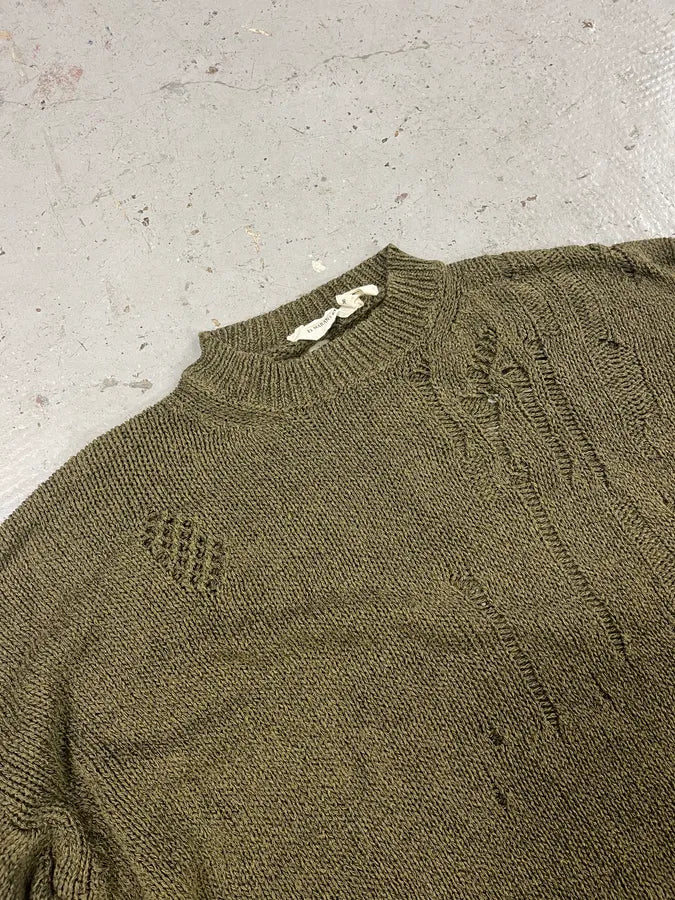 Isabel Marrant Distressed Khaki Wool Sweater IvJpnRa 4