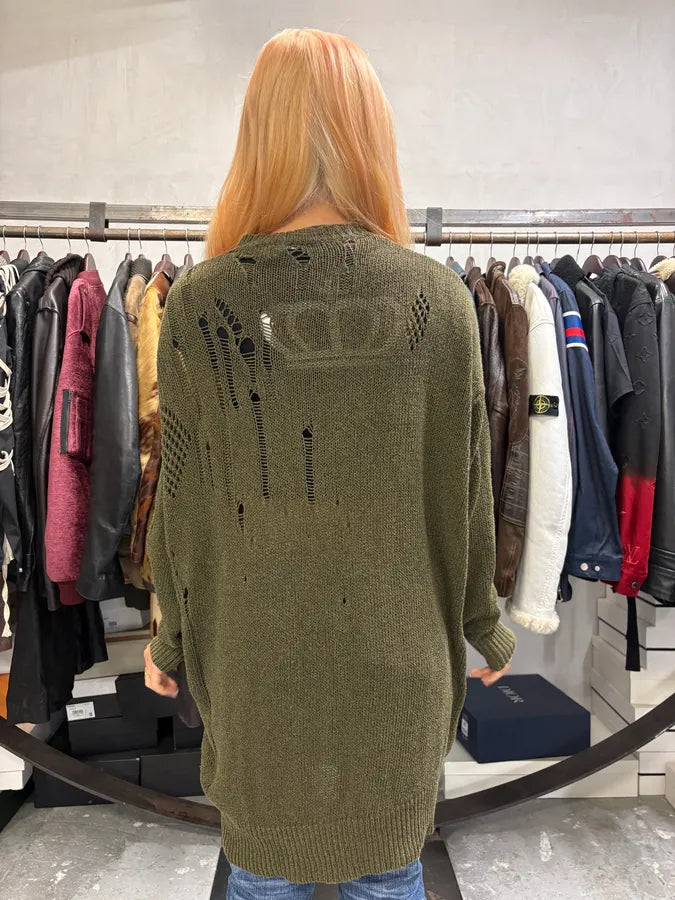 Isabel Marrant Distressed Khaki Wool Sweater IvJpnRa 2