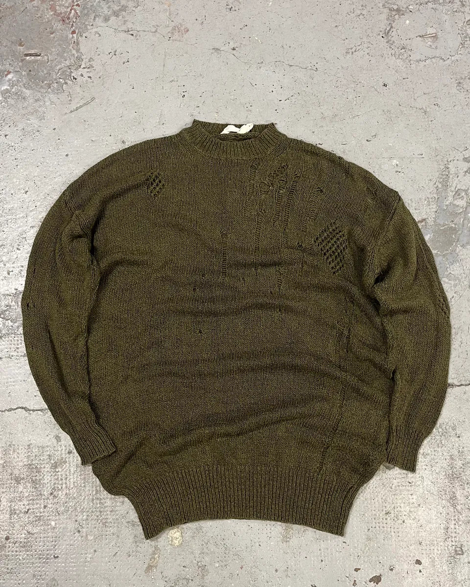 Isabel Marrant Distressed Khaki Wool Sweater IvJpnRa 0