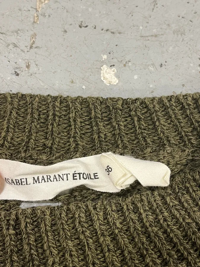 Isabel Marrant Distressed Khaki Wool Sweater IvJpnRa 6