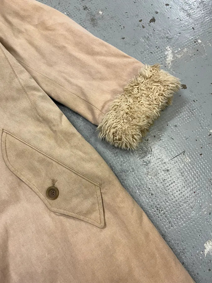 Issey Miyake Beige Suede Fur-Trimmed Long Coat RRpuQXv 4