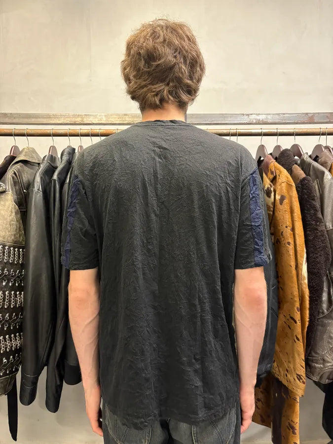 Issey Miyake Black & Blue Stripes Textured Tee-Shirt (S/M) GoxwOrs 2