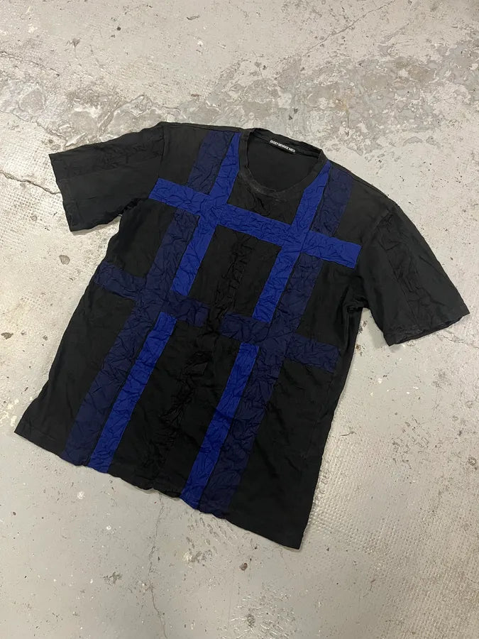 Issey Miyake Black & Blue Stripes Textured Tee-Shirt (S/M) GoxwOrs 3