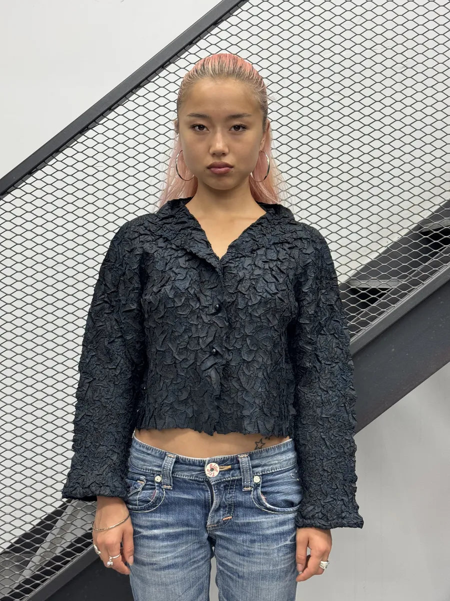 Issey Miyake Fete Black Pleated Contemporary Shirt iiolhxs 1