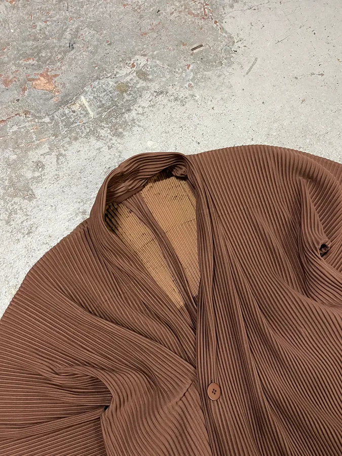 Issey Miyake Brown Plissed Jacket nOTsqRP 3