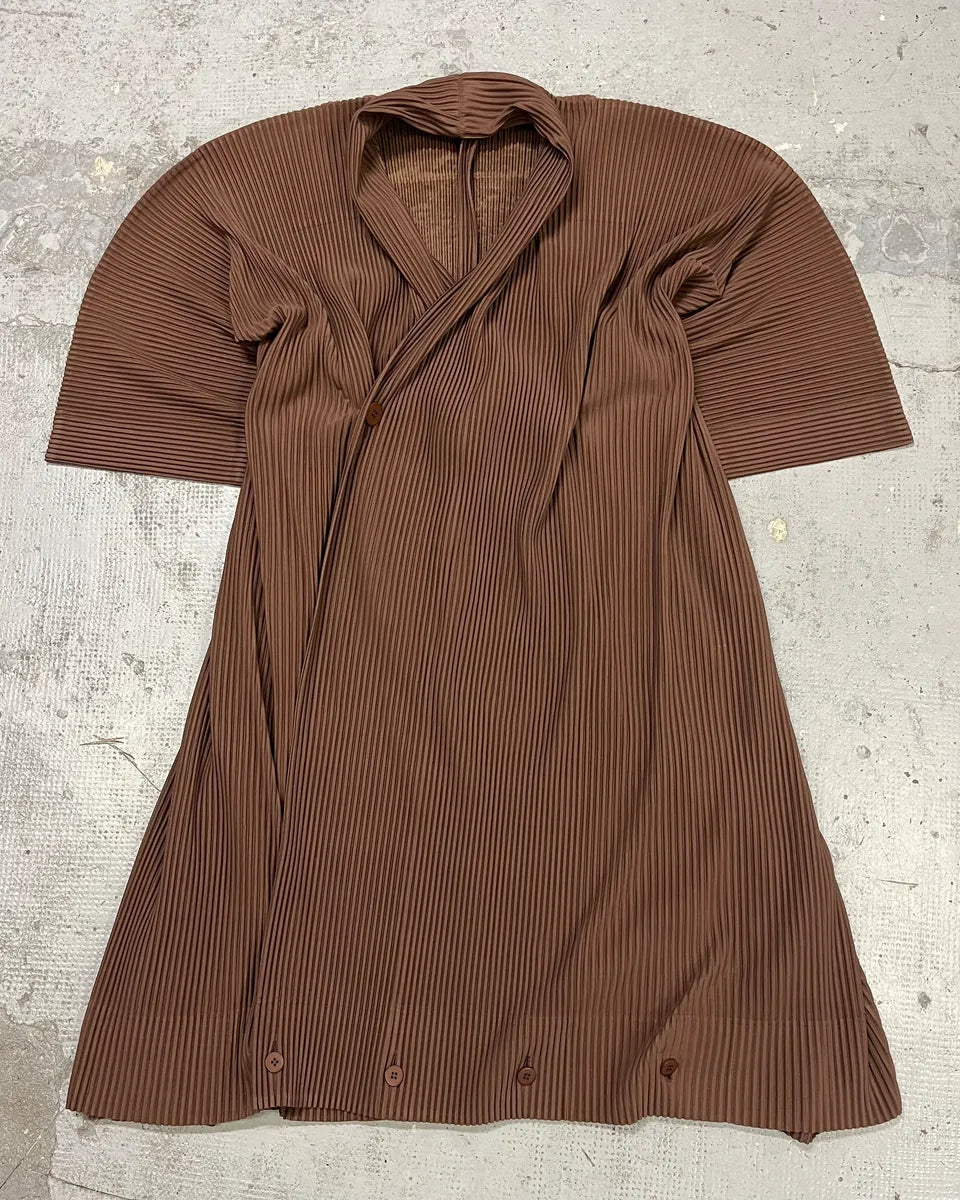 Issey Miyake Brown Plissed Jacket nOTsqRP 4