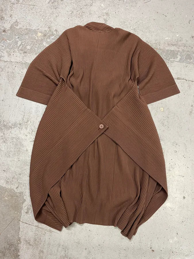 Issey Miyake Brown Plissed Jacket nOTsqRP 5
