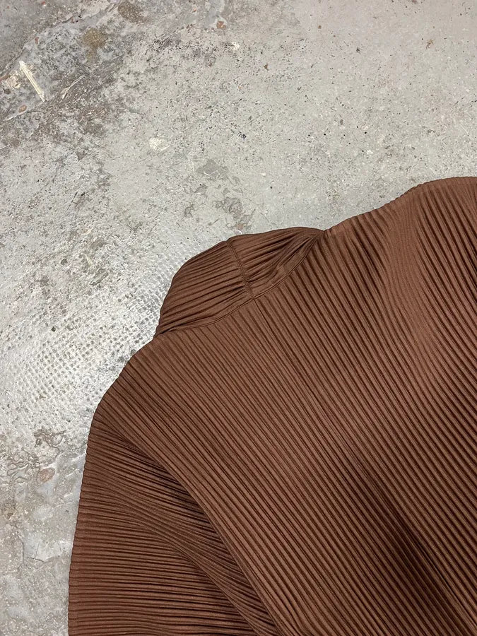 Issey Miyake Brown Plissed Jacket nOTsqRP 6