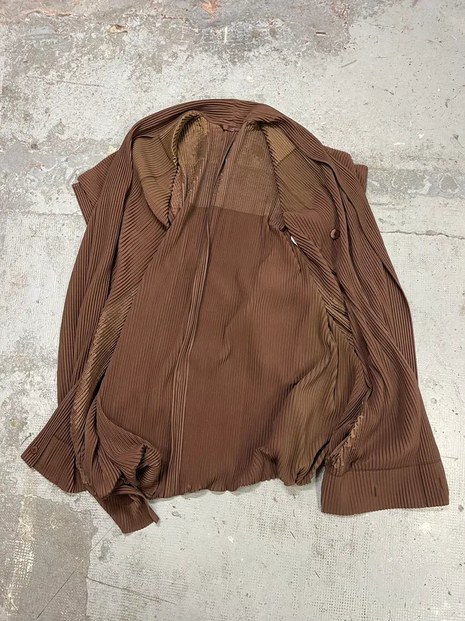 Issey Miyake Brown Plissed Jacket nOTsqRP 8