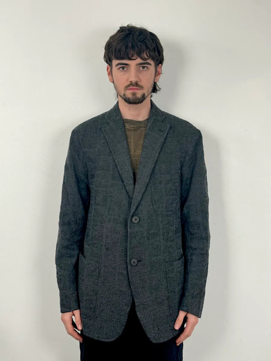 Issey Miyake Men Grey Wool Mozaic Blazer Jacket zNUJNIM 1