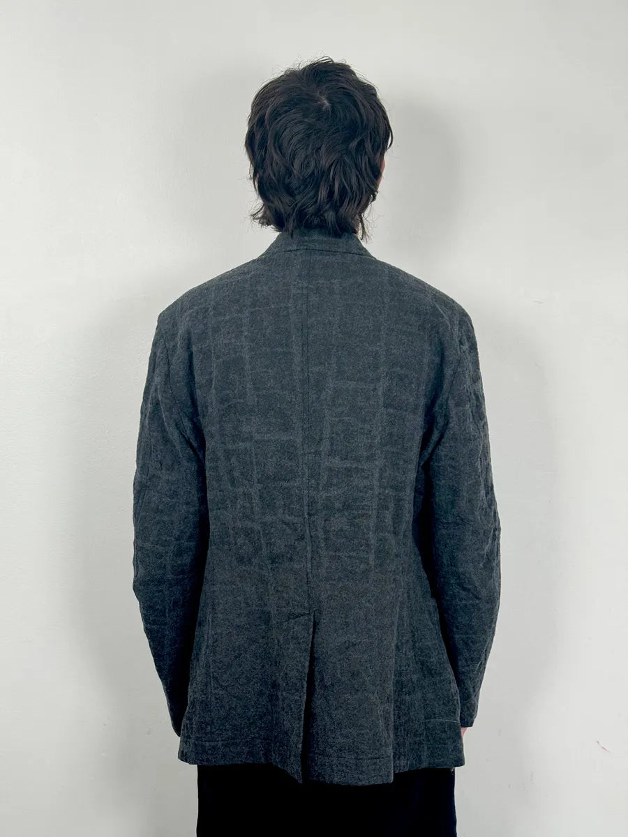 Issey Miyake Men Grey Wool Mozaic Blazer Jacket zNUJNIM 2