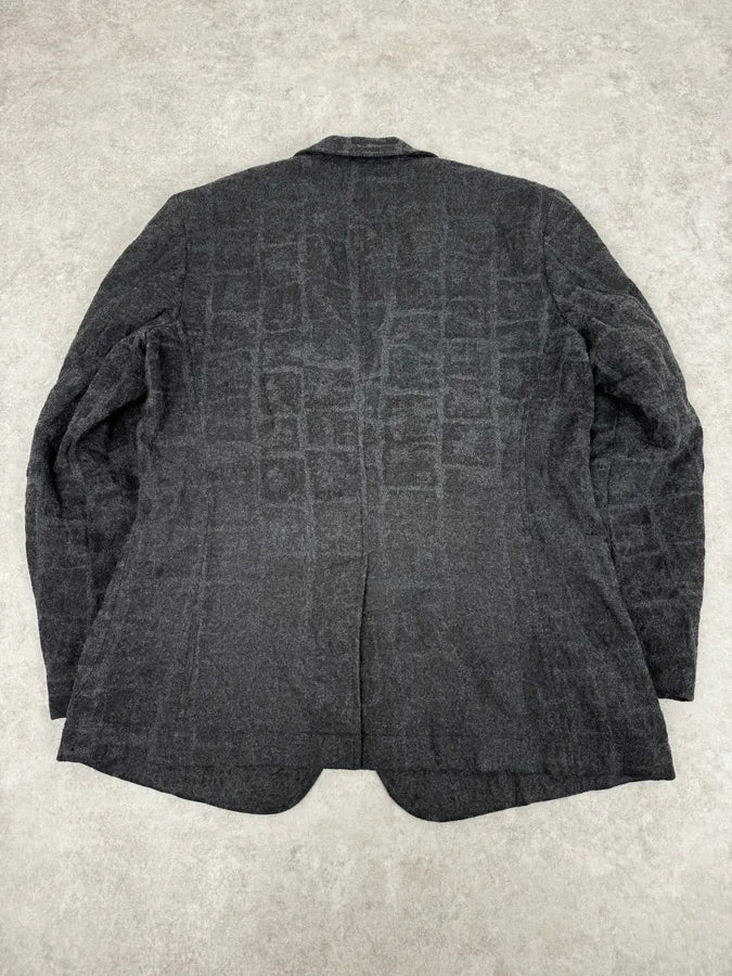 Issey Miyake Men Grey Wool Mozaic Blazer Jacket zNUJNIM 3