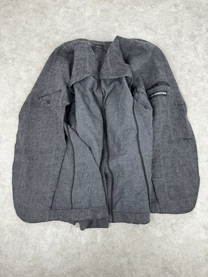 Issey Miyake Men Grey Wool Mozaic Blazer Jacket zNUJNIM 6