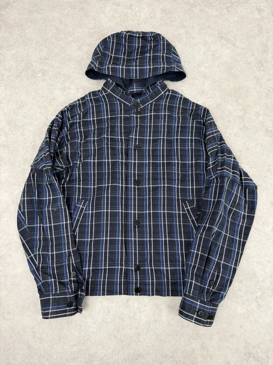 Issey Miyake Navy Japanese Checkered Bomber Jacket QqMxJXl 0